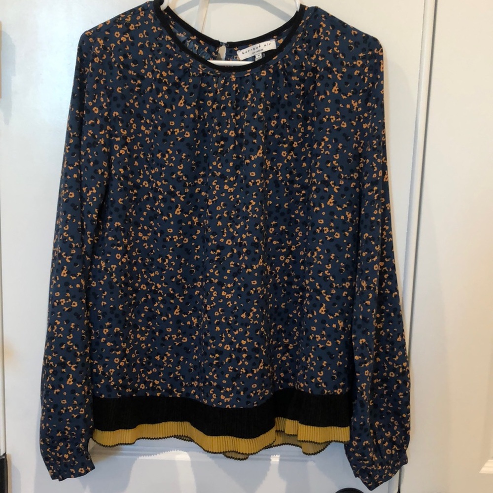 CURRENT AIR  Print Blouse Pleated Hem Medium